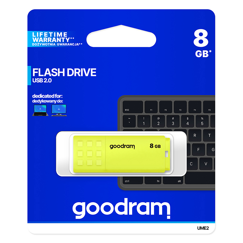 Levně Flash disk GOODRAM UME2 8GB USB 2.0 žlutý