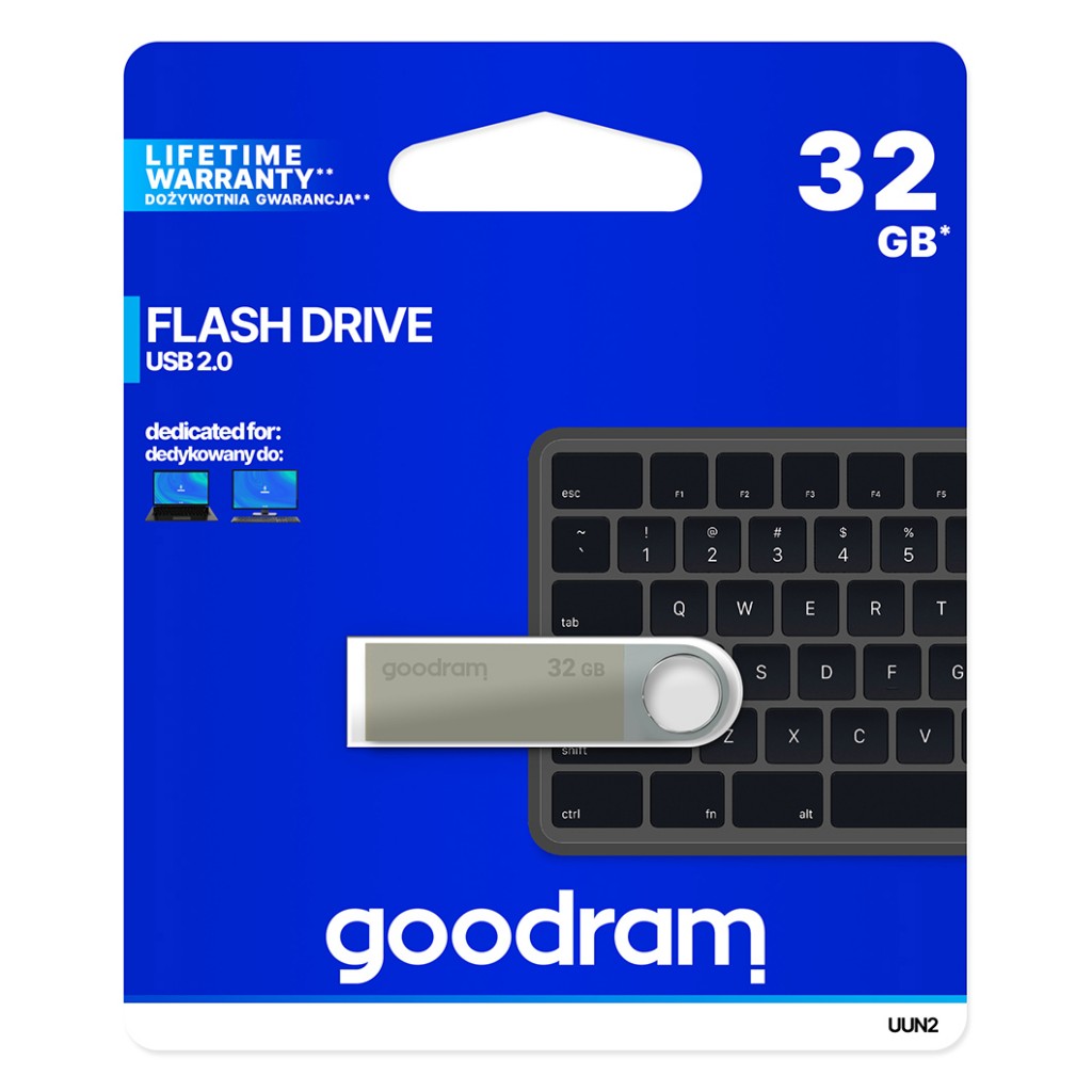 Levně Flash disk GOODRAM UUN2 32GB USB 2.0 stříbrný