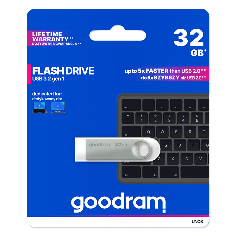 Levně Flash disk GOODRAM UNO3 32GB USB 3.2 stříbrný