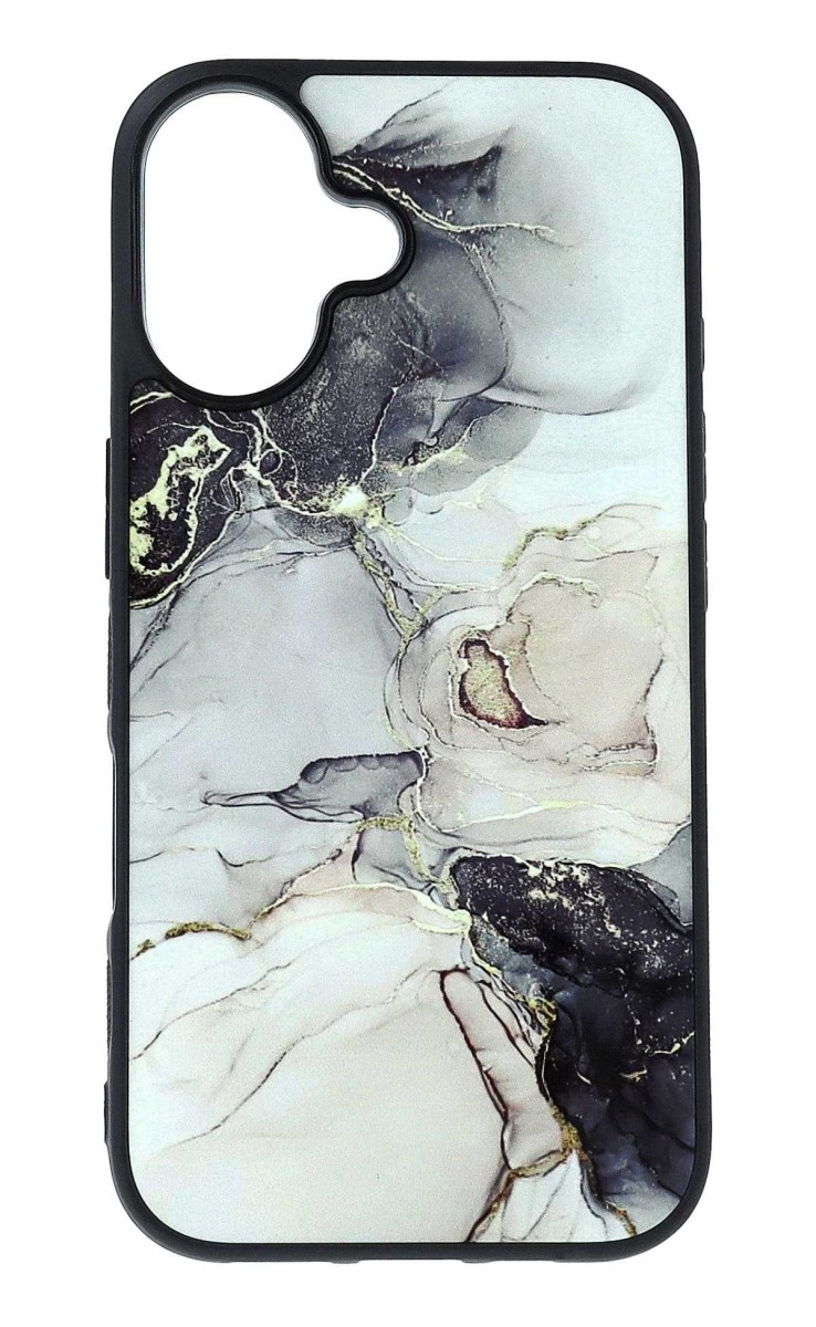 Zadní pevný kryt Marble na iPhone 16 Smoky Cream