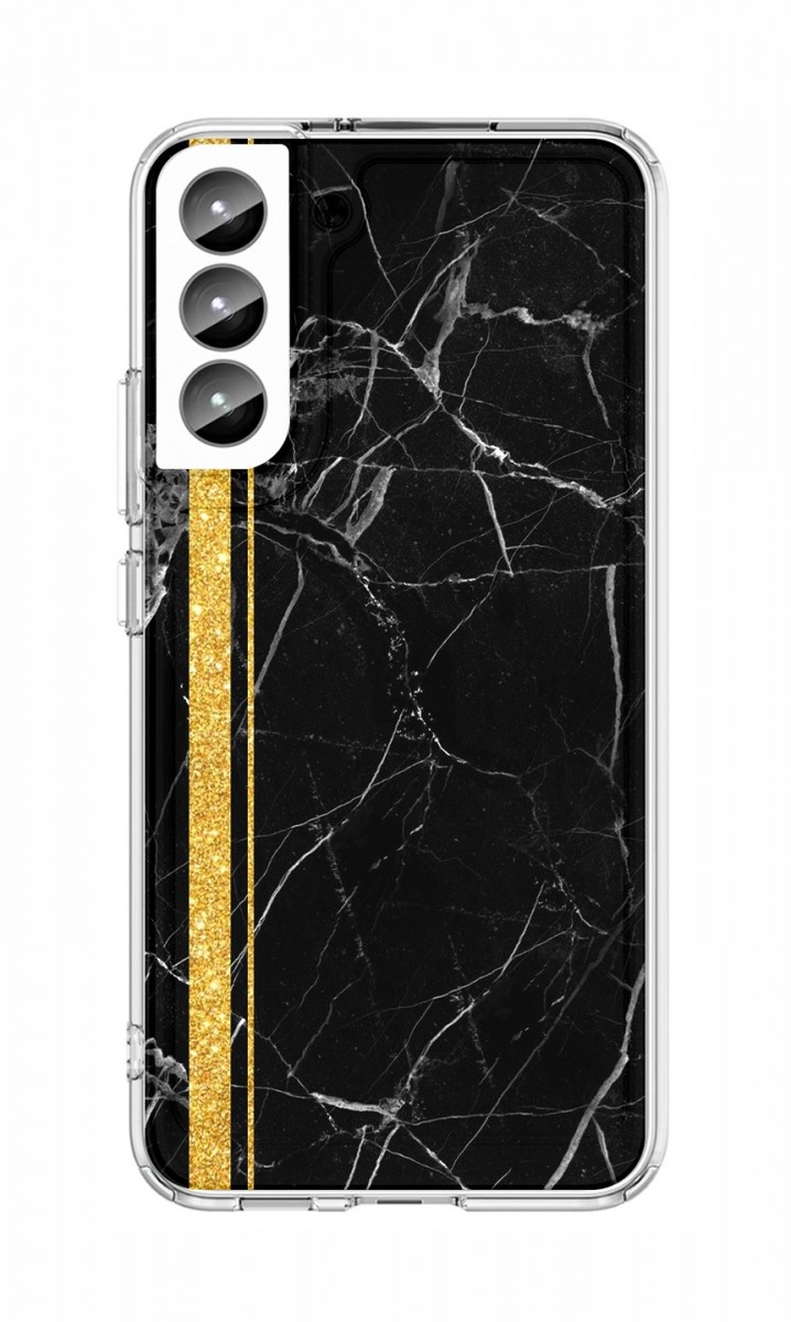 Levně Kryt STYLE TopQ Samsung S23 pevný černo-zlatý 132240 (pouzdro neboli obal na mobil Samsung S23)