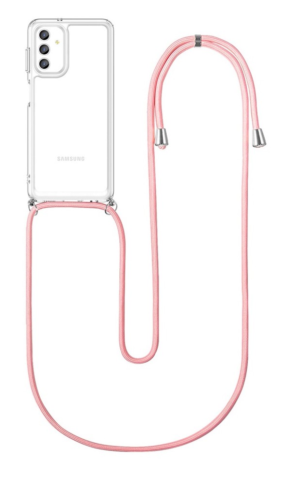 Levně Kryt TopQ Samsung A13 silikon s růžovou šňůrkou průhledný 72325 (pouzdro neboli obal na mobil Samsung A13)