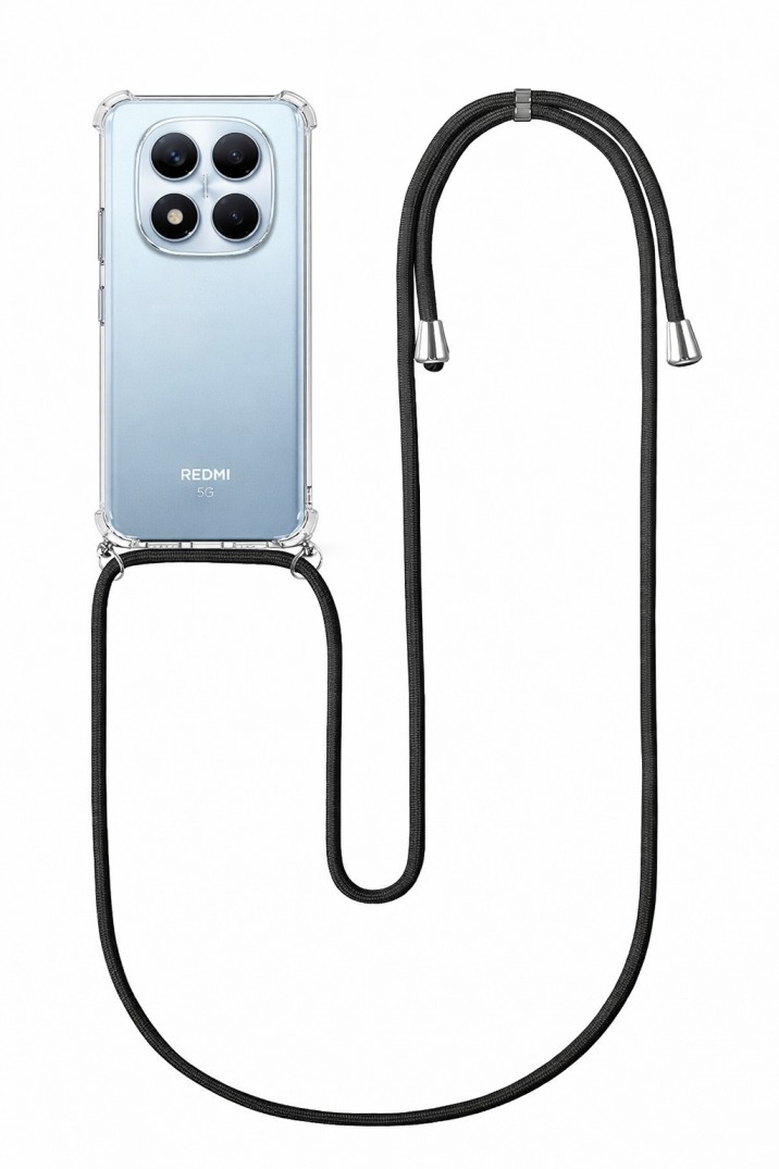 Zadní kryt na Xiaomi Redmi Note 15 Pro s černou šňůrkou průhledný