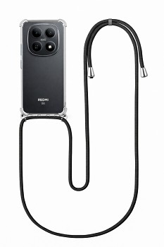 Zadní kryt na Xiaomi Redmi Note 15 5G s černou šňůrkou průhledný