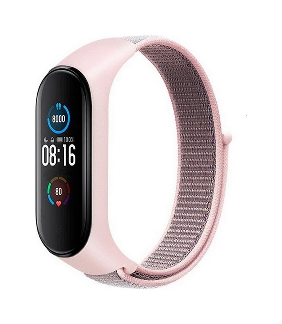 Nylonový řemínek TopQ pro Xiaomi Mi Band 5-6-7 růžový
