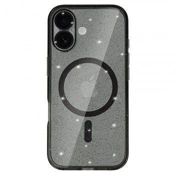 Zadní kryt Glitter Magsafe pro iPhone 17 black clear
