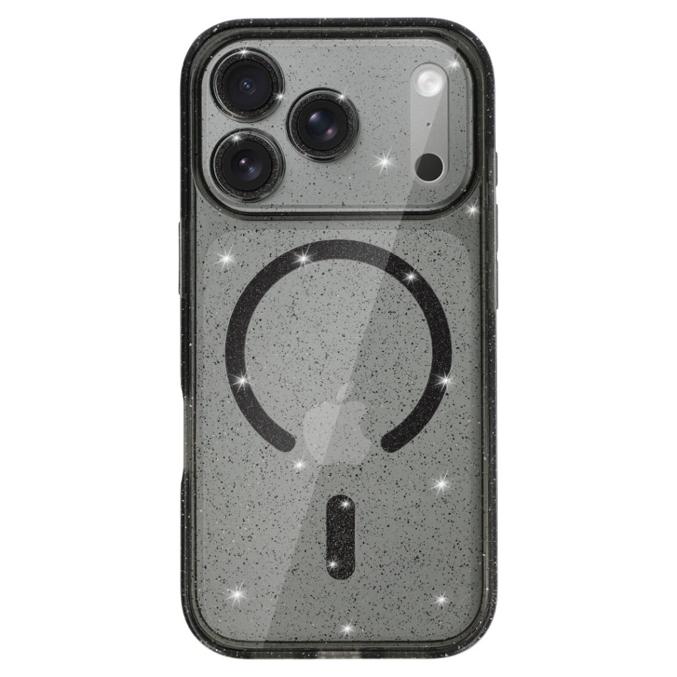 Levně Zadní kryt Glitter Magsafe pro iPhone 17 Pro Max black clear