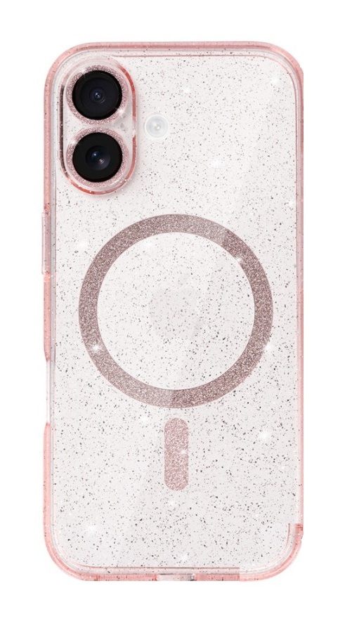 Levně Zadní kryt Glitter Magsafe pro iPhone 17 pink clear