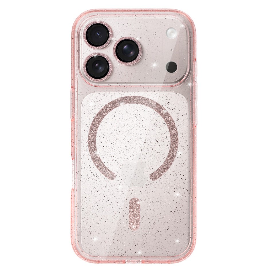 Zadní kryt Glitter Magsafe pro iPhone 17 Pro Max pink clear