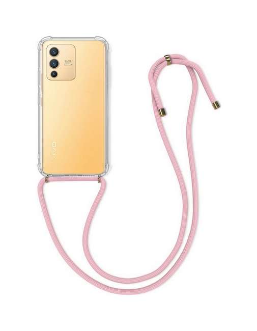 Zadní silikonový kryt na Vivo V23 5G s růžovou šňůrkou průhledný