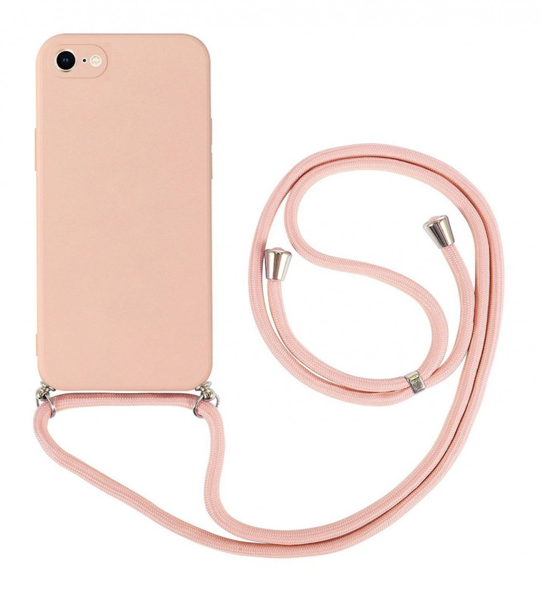 Zadní kryt na iPhone 8 růžový se šňůrkou