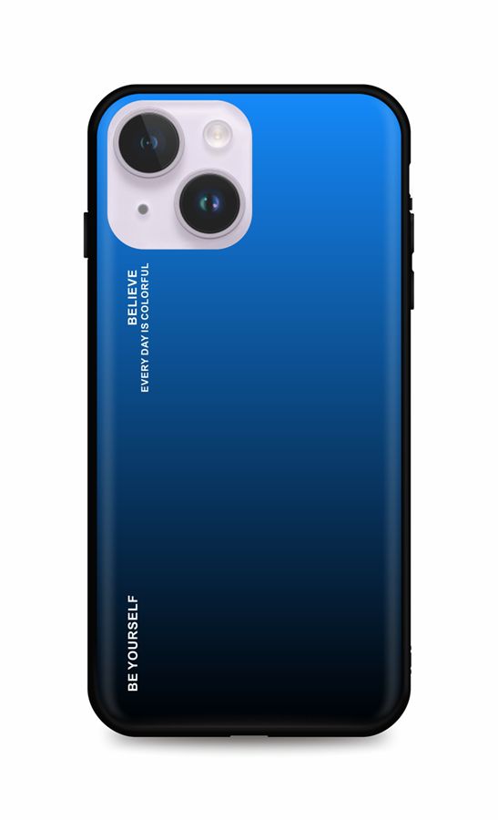 Levně Kryt TopQ LUXURY iPhone 14 pevný duhový modrý 82497 (pouzdro neboli obal na mobil iPhone 14)