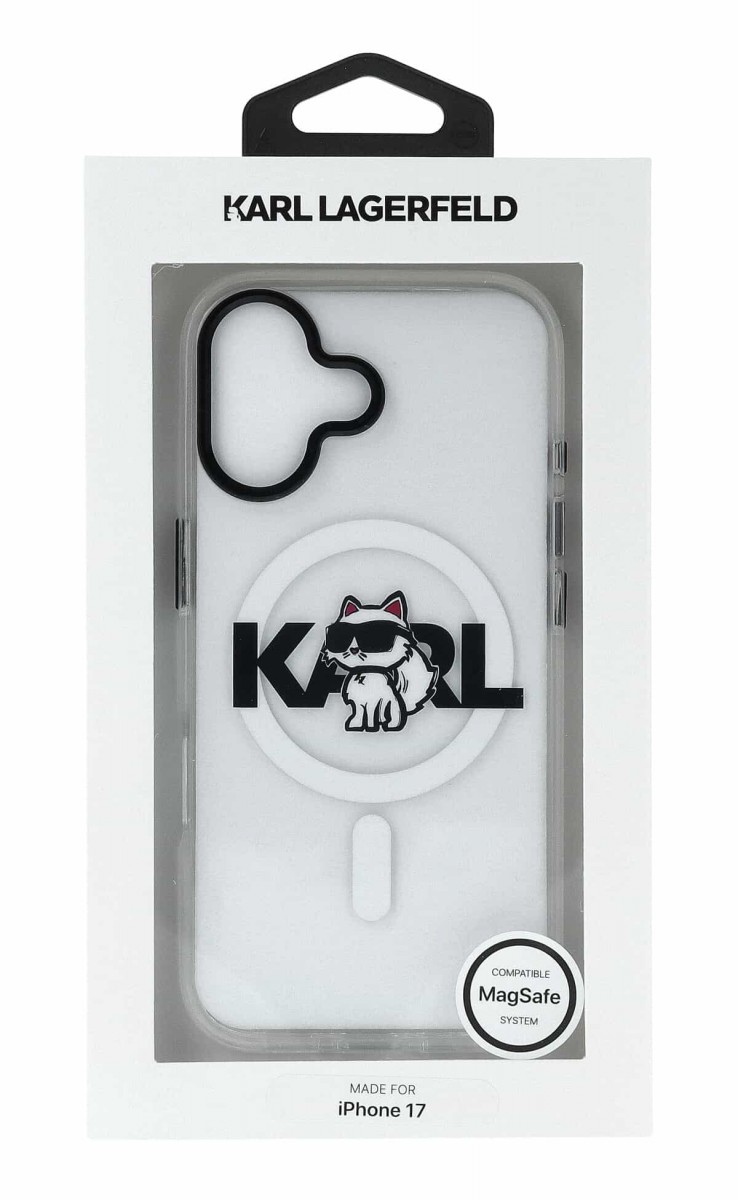 Zadní kryt KARL LAGERFELD IML Choupette Sketch Logo Magsafe pro iPhone 17 transparent