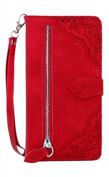 Knížkové pouzdro na Samsung A57 5G se zipem červené