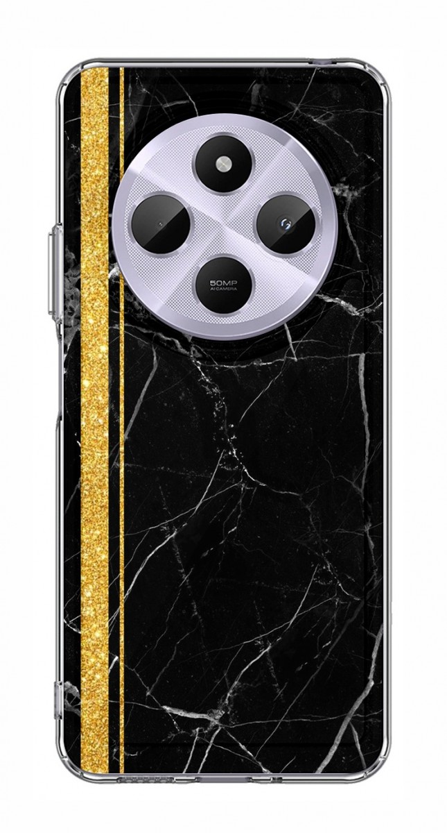 Levně Kryt STYLE TopQ Xiaomi Redmi 14C pevný Mramor černo-zlatý 132677 (pouzdro neboli obal na mobil Xiaomi Redmi 14C)