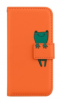 Knížkové pouzdro na Xiaomi Redmi 14C oranžové s žabkou