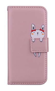 Knížkové pouzdro na Xiaomi Redmi 14C růžové s králíčkem