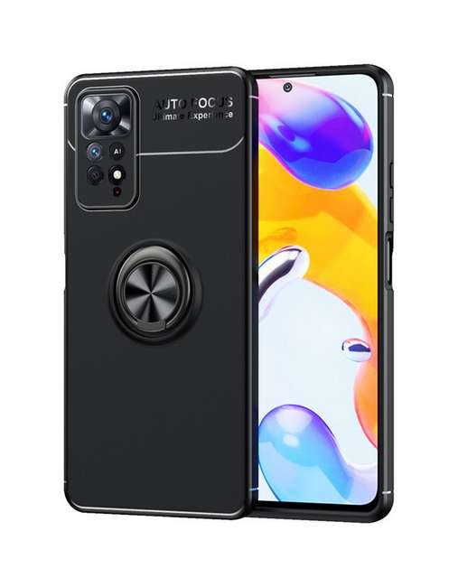 Zadní silikonový kryt na Xiaomi Redmi Note 11 černý s černým prstenem