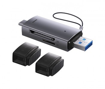 Čtečka paměťových karet Baseus USB-A + USB-C (Type-C) se dvěma sloty šedá
