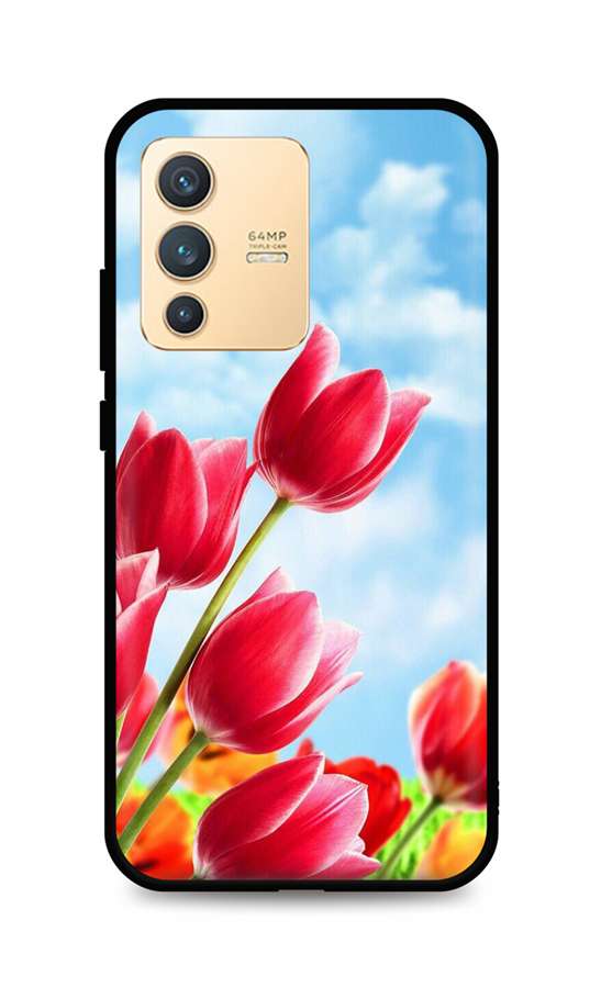Zadní silikonový kryt DARK na Vivo V23 5G Tulips