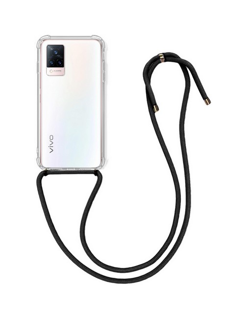 Zadní silikonový kryt na Vivo V21 5G s černou šňůrkou průhledný