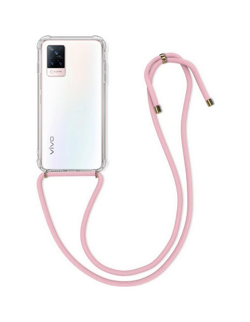 Zadní silikonový kryt na Vivo V21 5G s růžovou šňůrkou průhledný