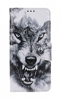Knížkové pouzdro na Samsung A14 Černobílý vlk