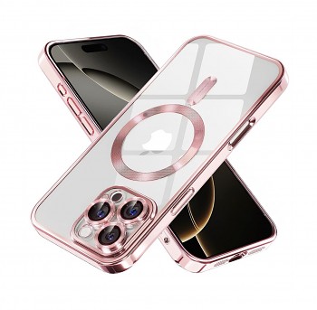 Zadní kryt Techsuit Luxury Crystal MagSafe iPhone 16 Pro Max růžový