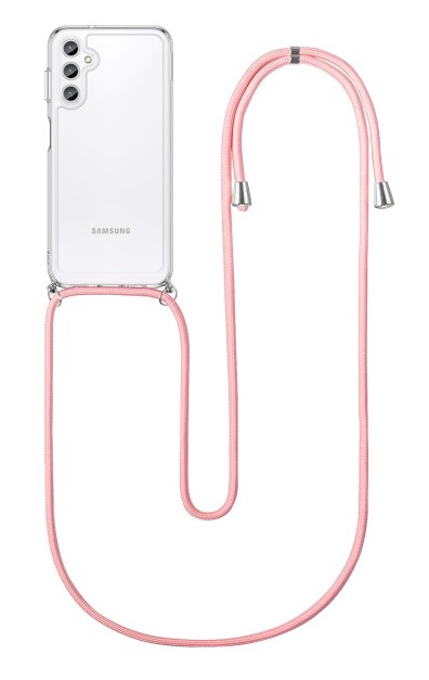 Levně Kryt TopQ Samsung A14 5G s růžovou šňůrkou průhledný 92923 (pouzdro neboli obal na mobil Samsung A14 5G)