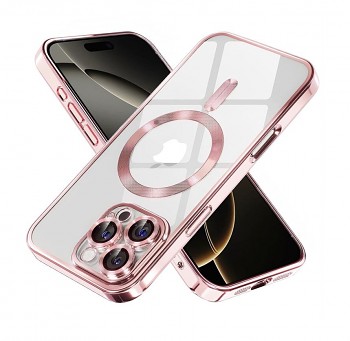 Zadní kryt Techsuit Luxury Crystal MagSafe iPhone 16 Pro růžový