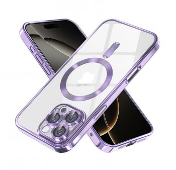 Zadní kryt Techsuit Luxury Crystal MagSafe iPhone 16 Pro fialový