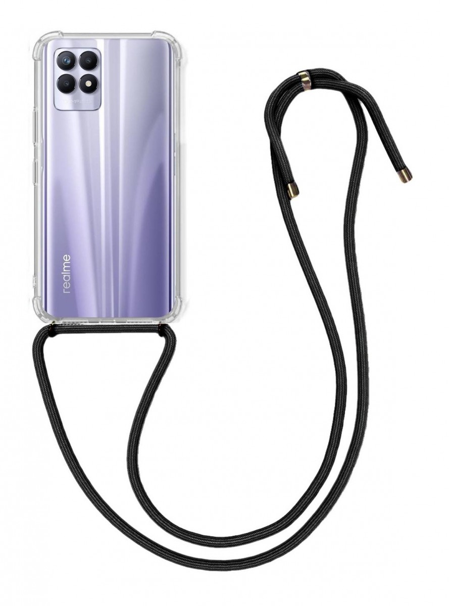 Zadní kryt na Realme 8i s černou šňůrkou průhledný