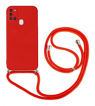Zadní kryt na Samsung A21s červený se šňůrkou