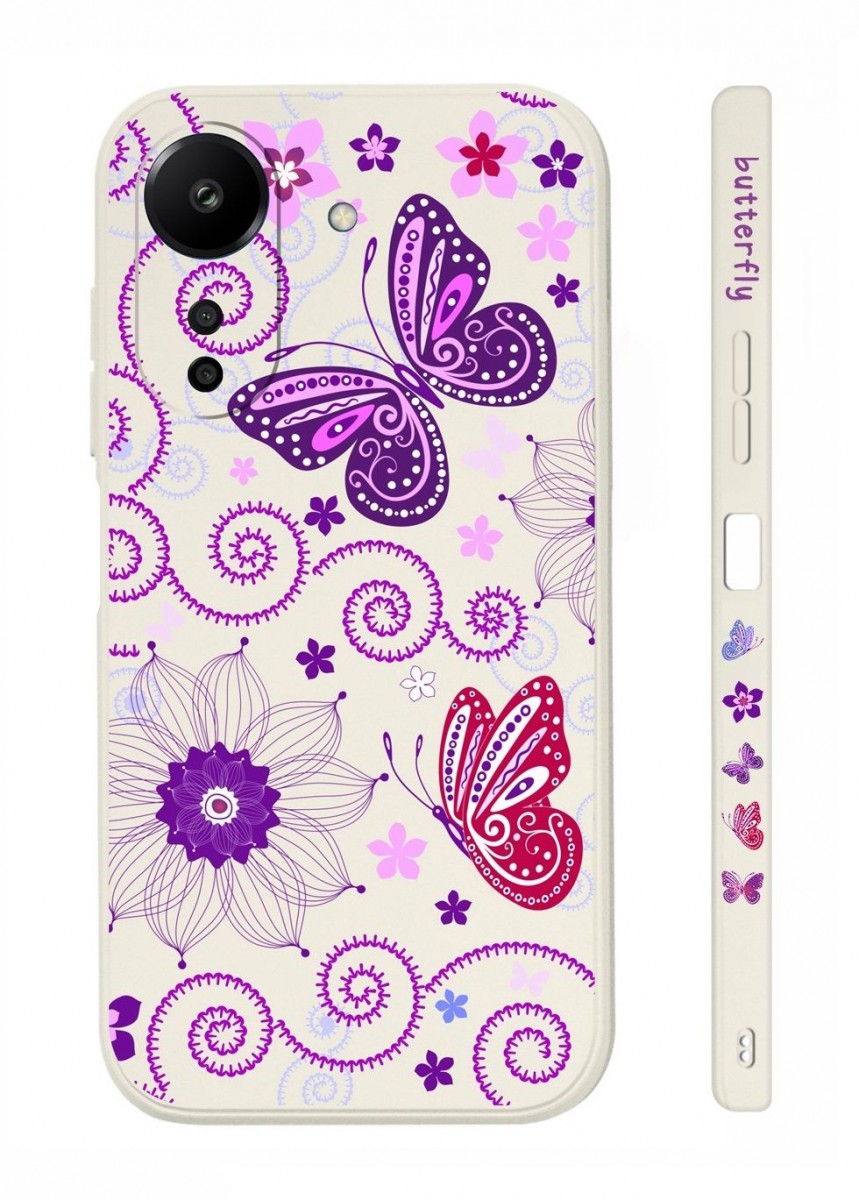 Levně Kryt TopQ Design Xiaomi Redmi 13C Fialoví motýlci 122997 (pouzdro neboli obal na mobil Xiaomi Redmi 13C)