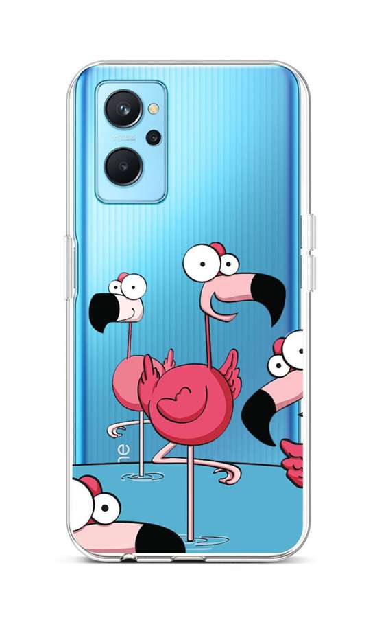 Levně Kryt TopQ Realme 9i silikon Cartoon Flamingos 73046 (pouzdro neboli obal na mobil Realme 9i)