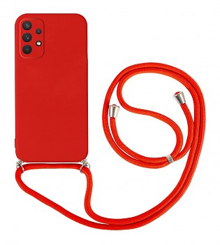 Zadní kryt na Samsung A32 5G červený se šňůrkou