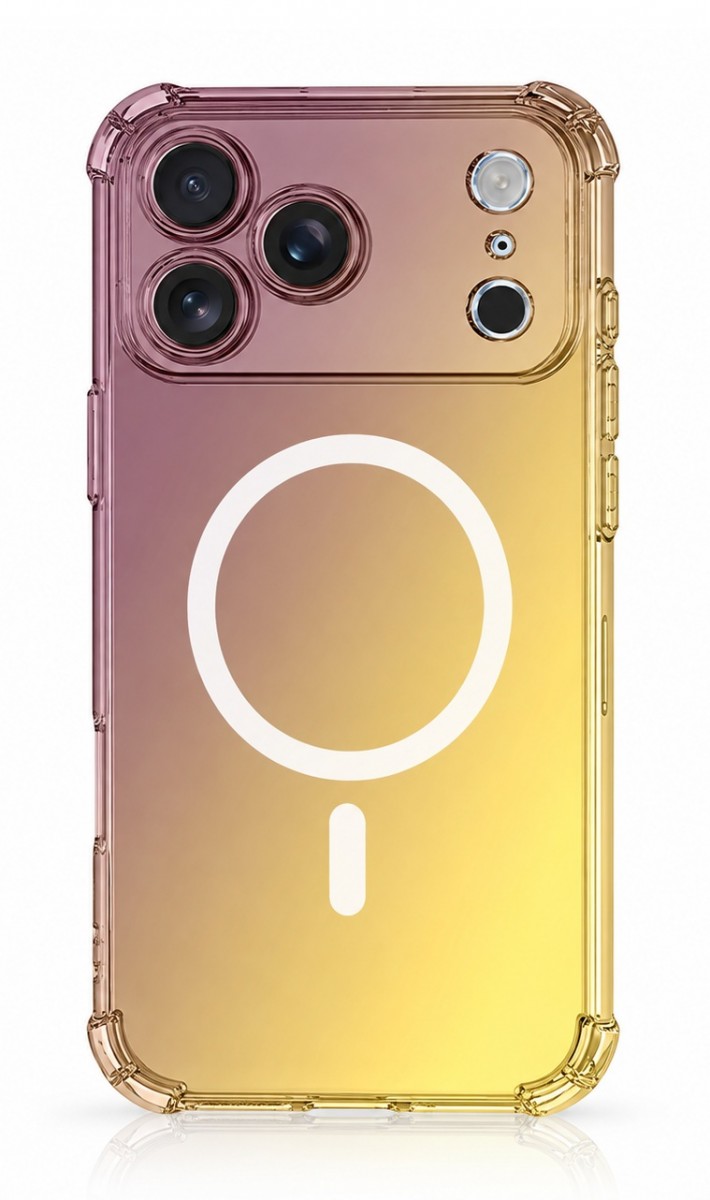 Zadní kryt na iPhone 17 Pro MagSafe Shock duhový purpurovo-žlutý