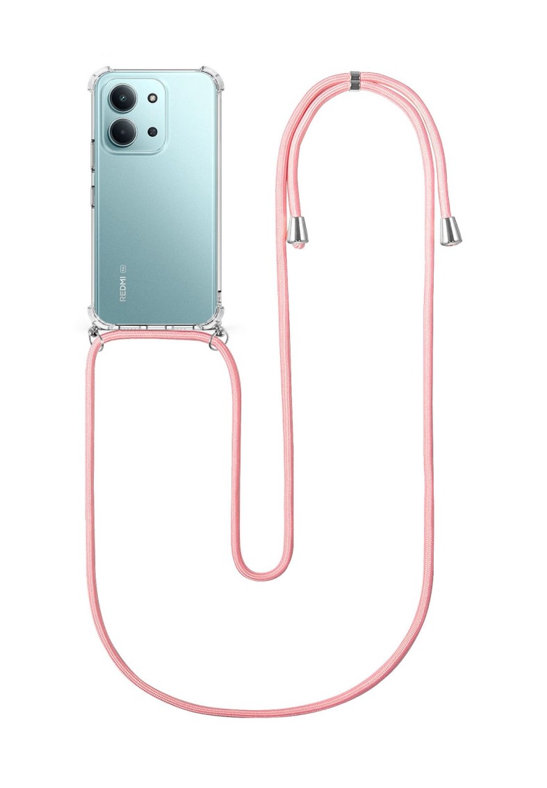 Kryt TopQ Xiaomi Redmi 15C s růžovou šňůrkou průhledný 143145
