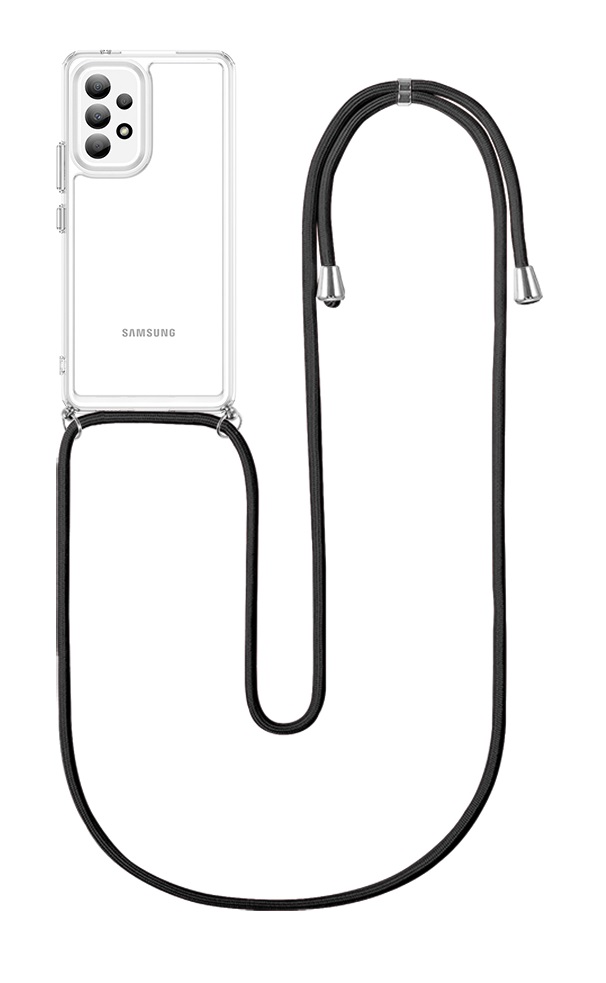Zadní silikonový kryt na Samsung A53 5G s černou šňůrkou průhledný