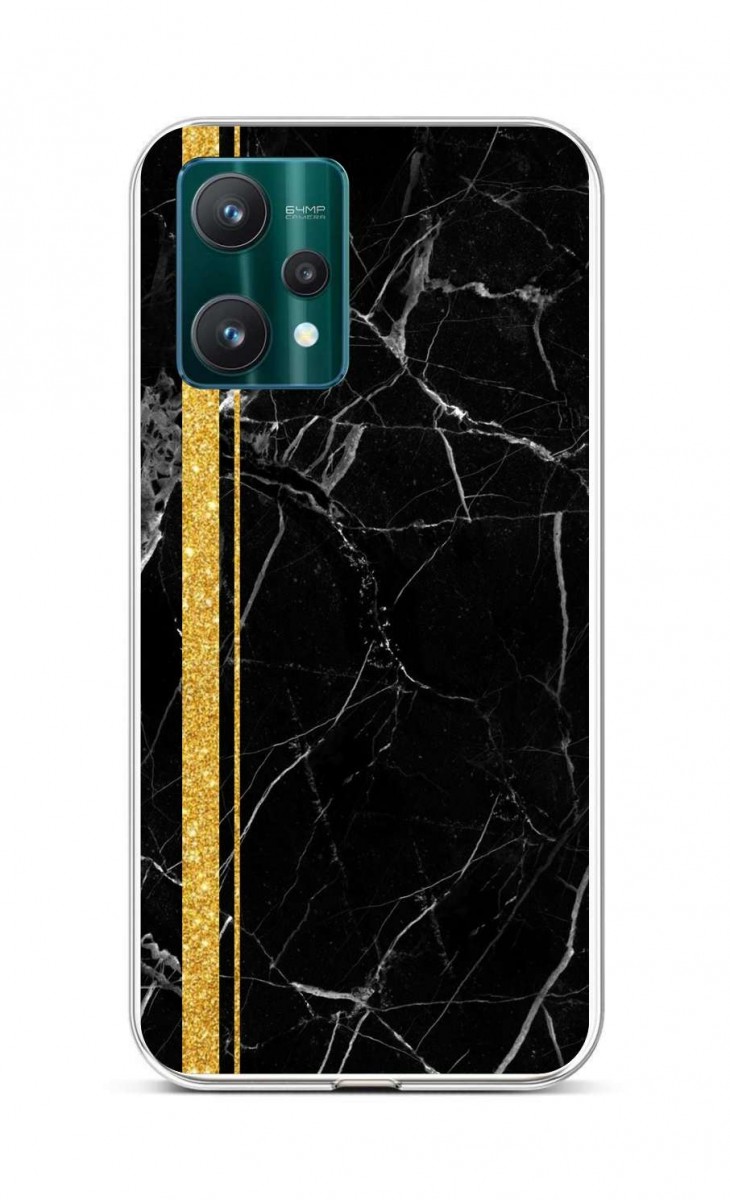 Zadní silikonový kryt STYLE na Realme 9 Pro Mramor černo-zlatý