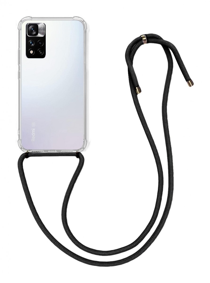 Zadní kryt na Xiaomi Redmi Note 11 Pro+ 5G s černou šňůrkou průhledný