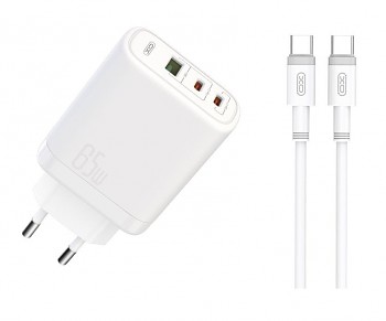 Rychlonabíječka XO CE04 vč. datového kabelu USB-C 65W bílá