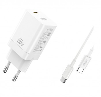 Rychlonabíječka XO CE10 včetně datového kabelu USB-C 65W bílá