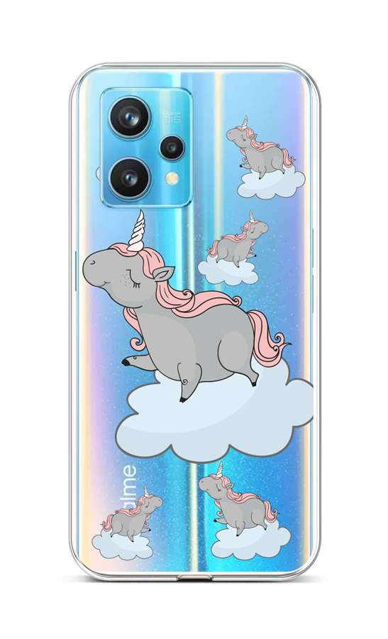 Levně Kryt TopQ Realme 9 Pro+ silikon Grey Unicorns 73248 (pouzdro neboli obal na mobil Realme 9 Pro+)