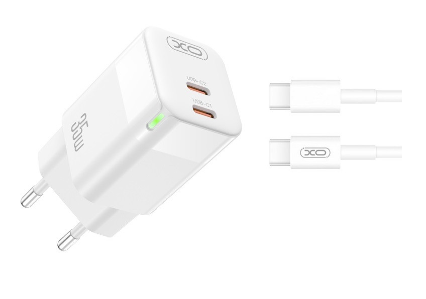 Rychlonabíječka XO CE07 včetně datového kabelu USB-C 35W bílá