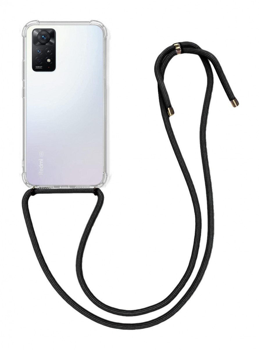 Zadní kryt na Xiaomi Redmi Note 11 Pro 5G s černou šňůrkou průhledný