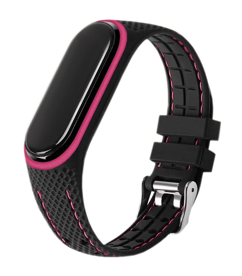 Silikonový řemínek Lifestyle pro Xiaomi Mi Band 5-6 černo-růžový