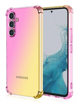 Zadní kryt na Samsung A34 Shock duhový růžovo-žlutý