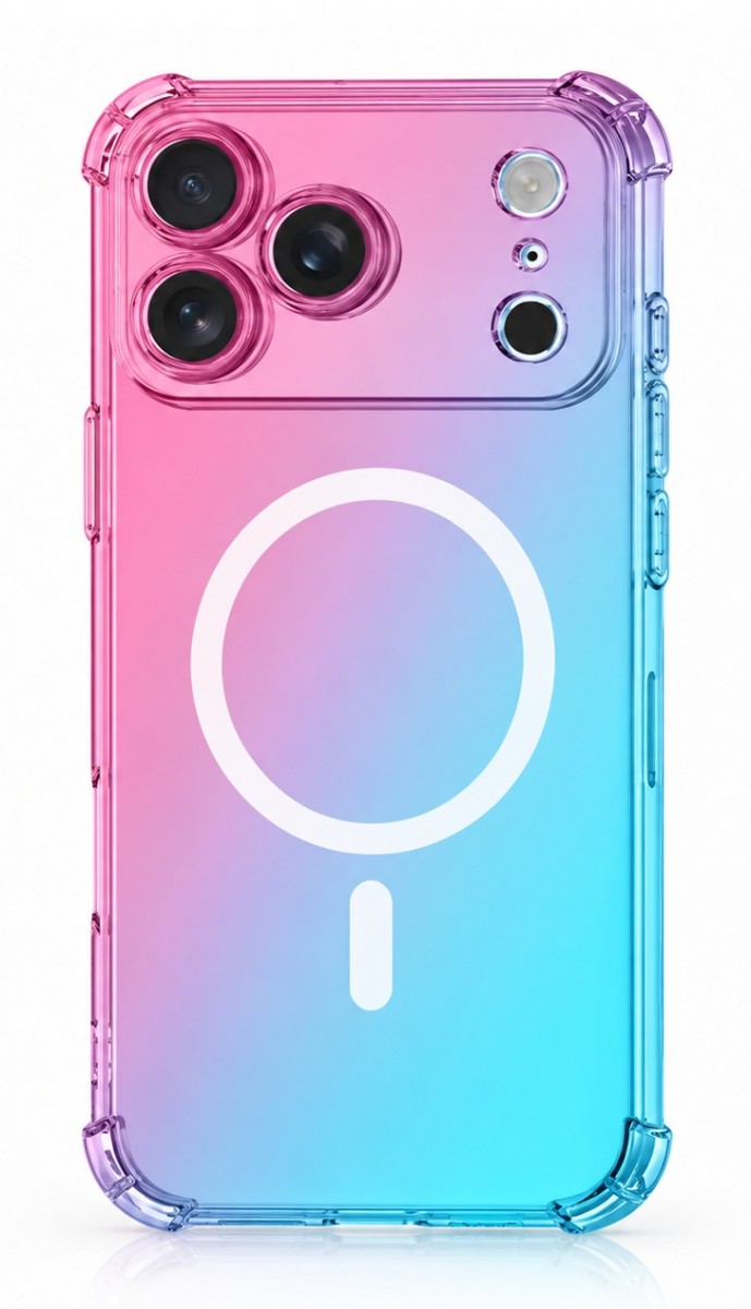 Zadní kryt na iPhone 17 Pro Max MagSafe Shock duhový mentolovo-růžový