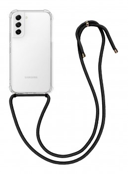 Zadní kryt na Samsung S21 FE s černou šňůrkou průhledný